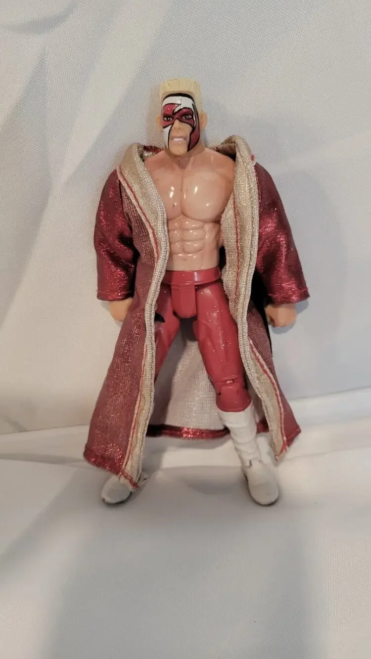 Vintage WCW Sting Action Figure Red White Face Paint Cloth Entrance Coat...